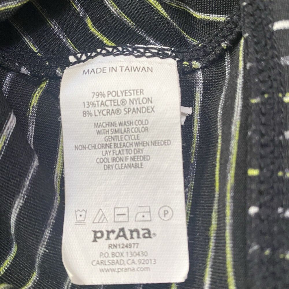 PRANA Top Medium Black Yellow Striped Asymmetric Alicia Pullover Long Sleeve Top - Picture 9 of 9